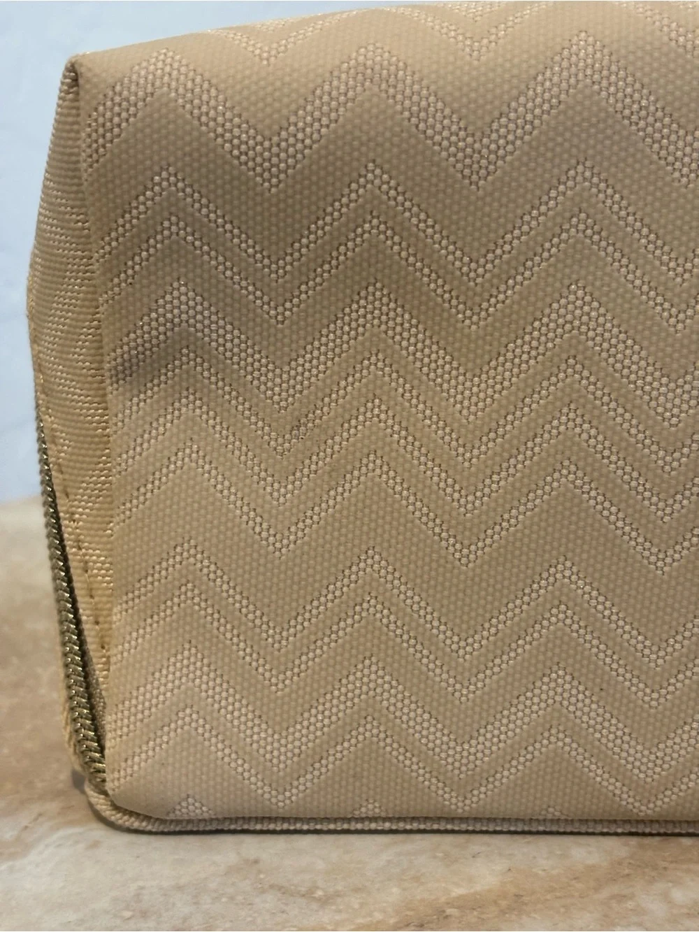 Missoni Cream Chevron Toiletry Pouch with Gold Logo